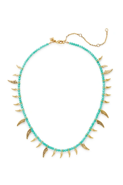 Rebecca Minkoff Tiki Beaded Spike Necklace In Turquoise/gold