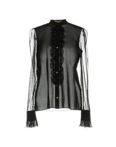 Shop Michael Kors Solid Color Shirts & Blouses In Black
