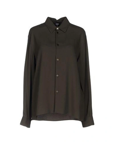 Shop Versus Solid Color Shirts & Blouses In Military Green