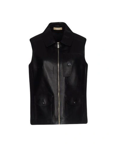 Shop Michael Kors Leather Jacket In Black