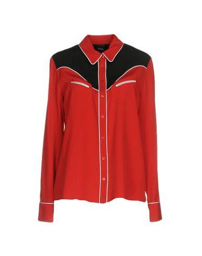 Shop Pinko Woman Shirt Red Size 10 Acetate, Silk, Polyester