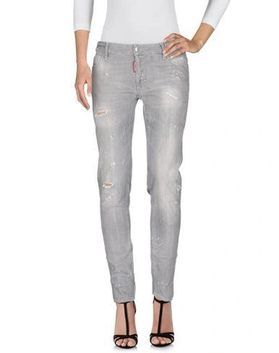 Shop Dsquared2 Woman Jeans Grey Size 0 Cotton, Elastane