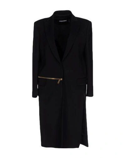 Shop Dsquared2 Overcoats In Black