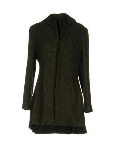 Shop Yohji Yamamoto Coat In Green