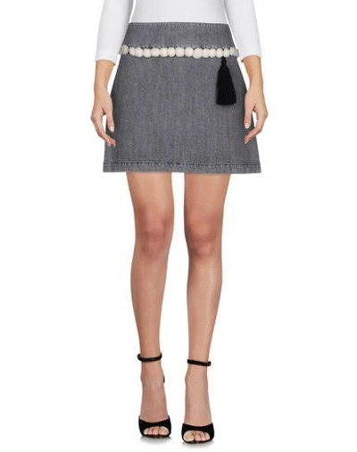 Shop Au Jour Le Jour Denim Skirts In Grey