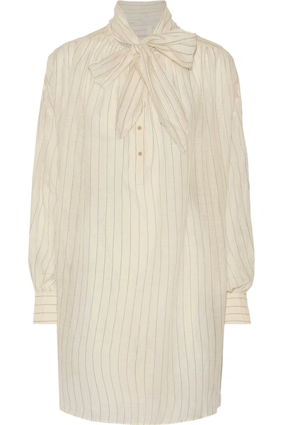 Zimmermann Oversized Pussy-bow Striped Cotton And Silk-blend Shirt
