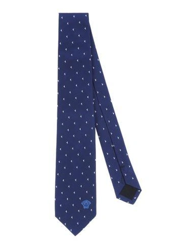 Shop Versace Tie In Dark Blue