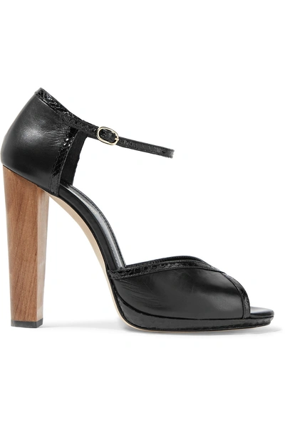 Vanessa Seward Bertille Snake-effect Leather-trimmed Leather Sandals