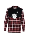 Maison Margiela Check Plaid Jersey Panel Herringbone Shirt In Red Multi