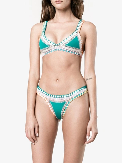 Shop Kiini Liv Crochet-trimmed Bikini In Green