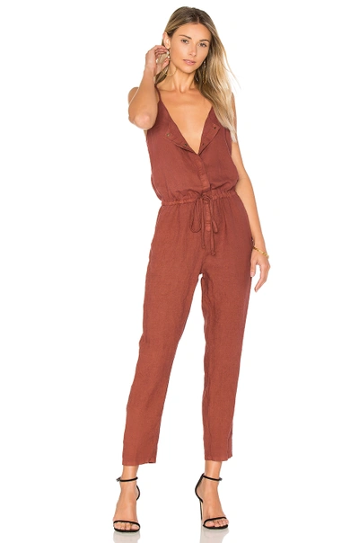 Enza Costa French Linen Jumpsuit In Rust