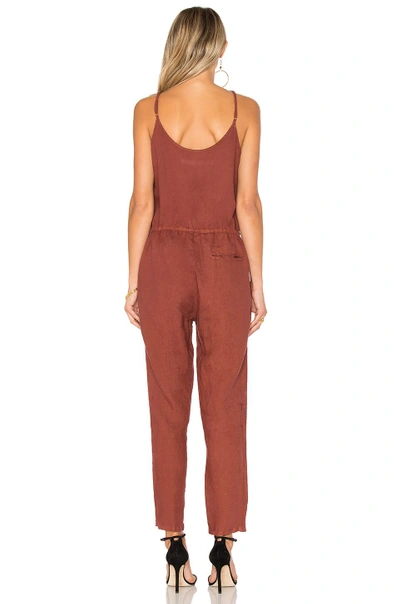 Shop Enza Costa French Linen Jumpsuit In Rust