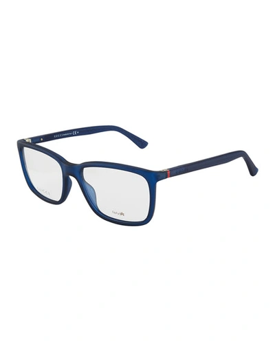 Gucci Square Plastic Optical Glasses, Blue