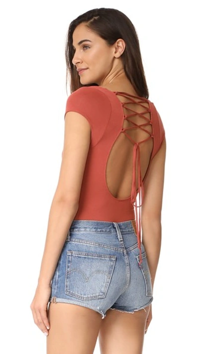 Free People All About The Back Thong Bodysuit In Terracotta