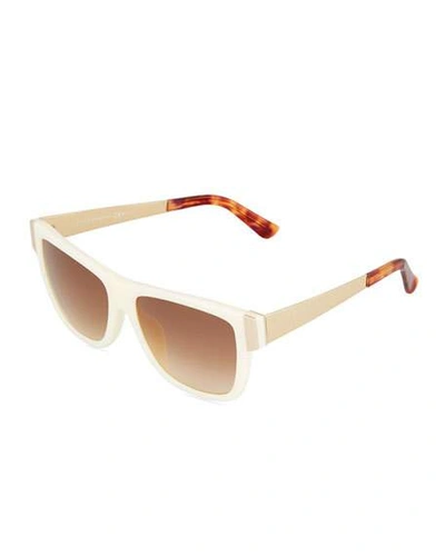 Gucci Square Havana Plastic Sunglasses, Ivory