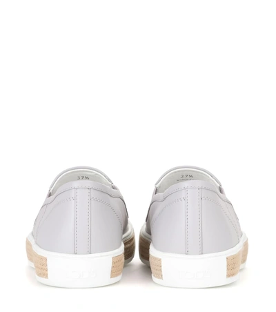 Shop Tod's Leather Slip-on Sneakers