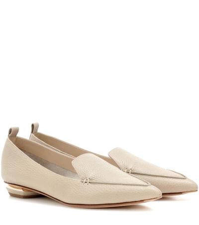 Shop Nicholas Kirkwood Beya Leather Loafers In Beige