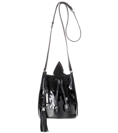 Saint Laurent Leather And Suede Bucket Bag In Black