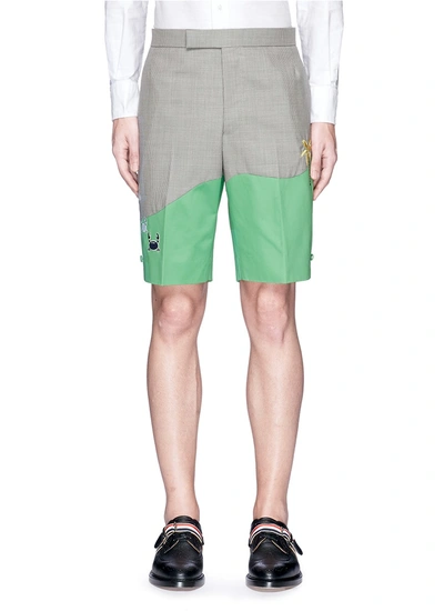 Thom Browne 'beach Story' Embroidered Patchwork Shorts
