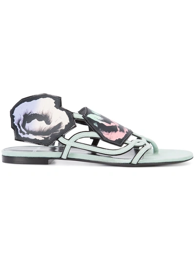 Pierre Hardy Green Leather Floral Sandals From .