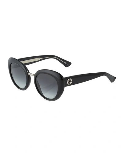 Gucci Round Plastic Sunglasses, Black