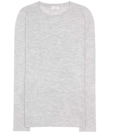 Brunello Cucinelli Cashmere And Silk Top In Grey