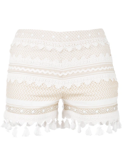 Dodo Bar Or Embroidered Cotton Shorts In Beige