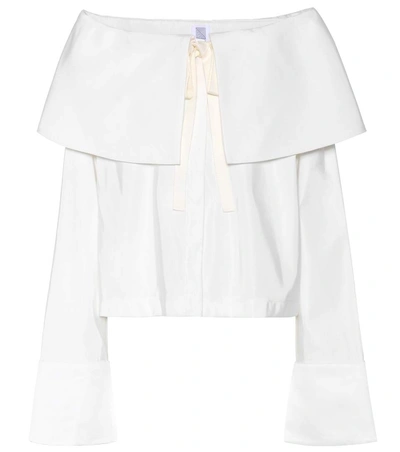 Rosie Assoulin Flap Jack Off-the-shoulder Top In Optic White