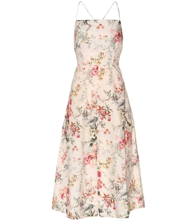 Zimmermann Linen And Cotton Dress In Cream Floral