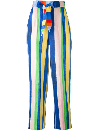 Shop Mara Hoffman Striped High-waisted Trousers