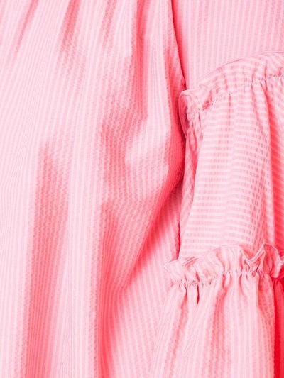 Shop Msgm Flared Ruffle Trim Dress In Pink