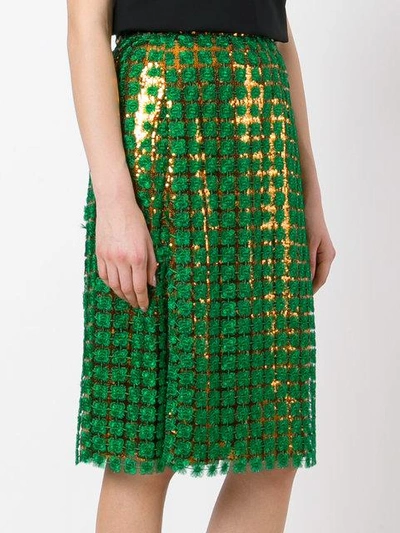 Shop Marco De Vincenzo Contrast Sequin Skirt In Green