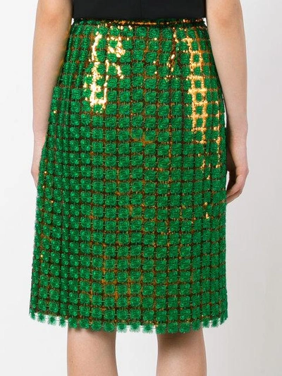 Shop Marco De Vincenzo Contrast Sequin Skirt In Green