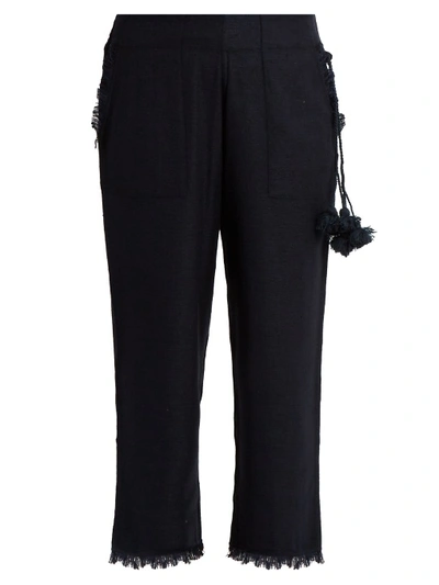 Figue Remy Wide-leg Silk-blend Trousers In Navy-blue