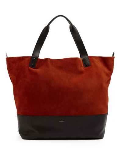 Givenchy Wave Bi-colour Suede And Leather Tote In Burnt-orange