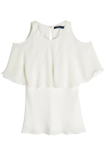 Polo Ralph Lauren Silk Top With Cut-out Shoulders In White