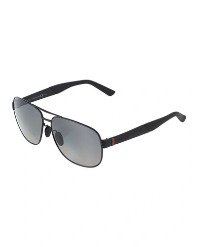 Gucci Square Aviator Sunglasses, Black