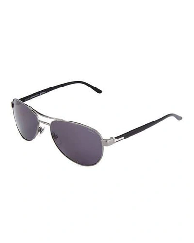 Gucci Square Aviator Sunglasses, Silver/black