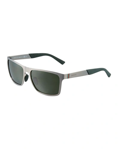 Gucci Square-frame Plastic Sunglasses, Gray