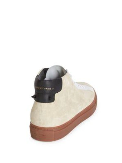 Shop Givenchy Urban Street Leather Mid-top Sneakers In Beige