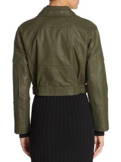 Shop Moschino Cotton Cropped Military Jacket In Army Green