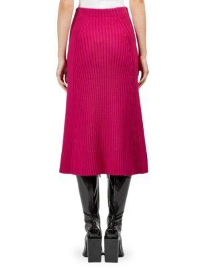 Shop Kenzo Textured Wool Midi Skirt In Deep Fuchsia