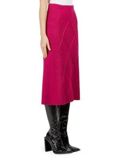 Shop Kenzo Textured Wool Midi Skirt In Deep Fuchsia