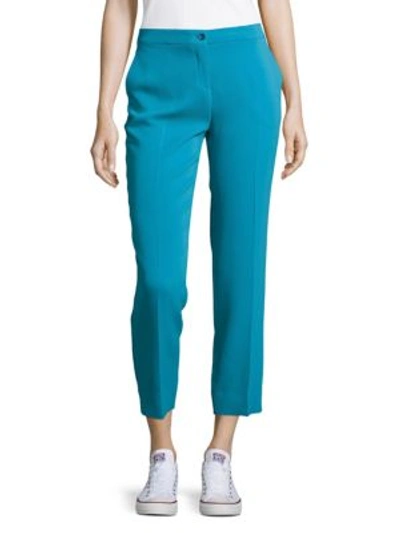 Etro Cady Solid Cropped Pants In Blue