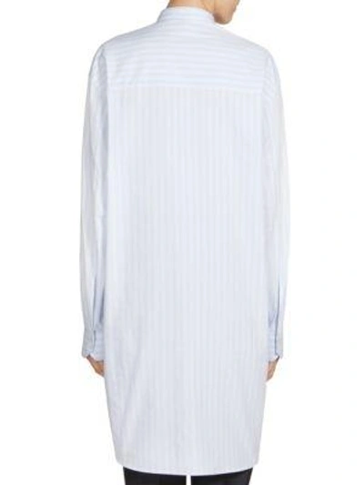 Shop Cedric Charlier Striped Hoodie Tunic In White Blue