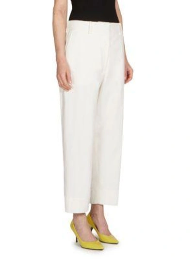 Shop Cedric Charlier Cropped Corduroy Pants In White