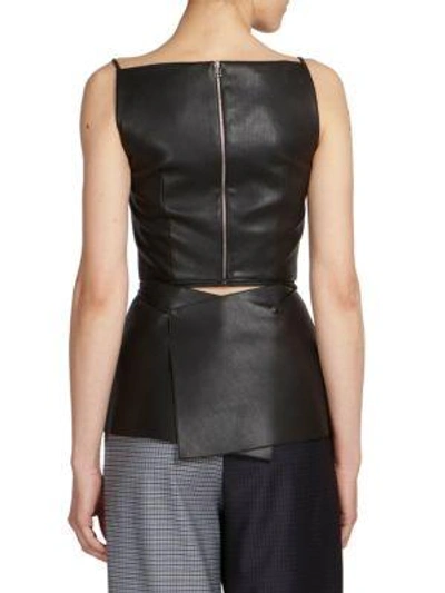 Shop Cedric Charlier Faux Leather Top In Black
