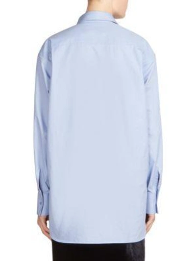 Shop Cedric Charlier Cotton Button Front Shirt In Blue