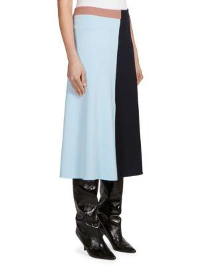Shop Cedric Charlier Wool & Cashmere Colorblock Skirt In Blue-blush