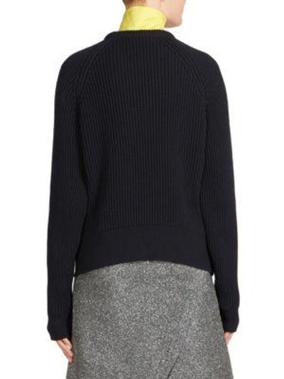 Shop Cedric Charlier Asymmetric Wool Sweater In Dark Blue